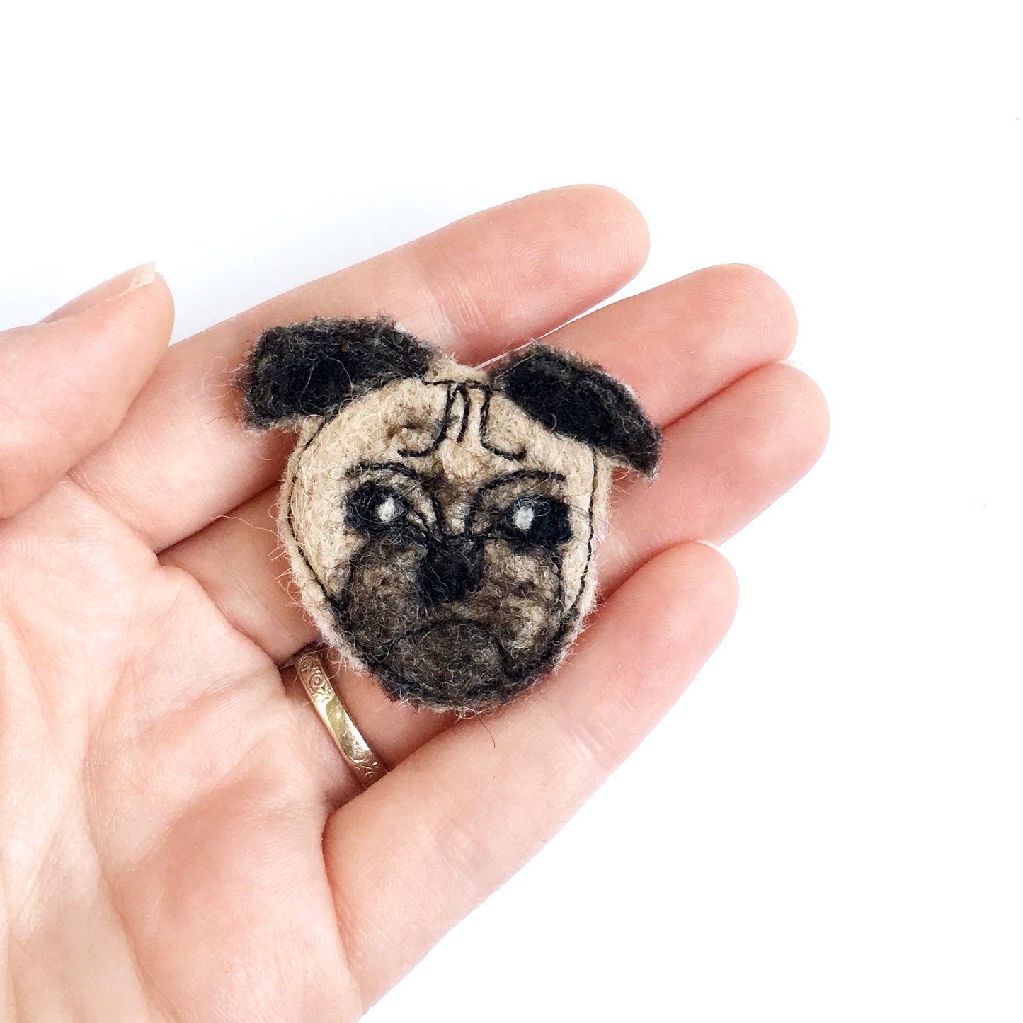 Felted Pug Pin