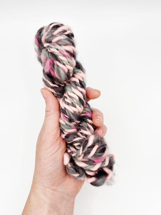 Pink & Grey Handspun Yarn