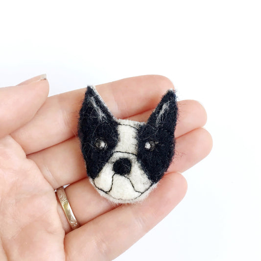 Felted Boston Terrier Pin