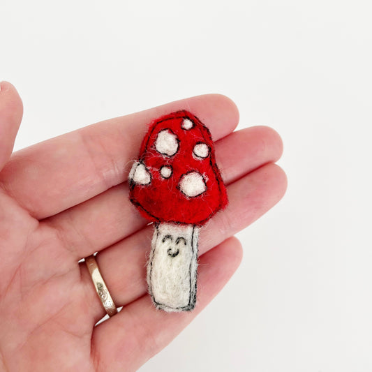 Felted Mushroom Pin