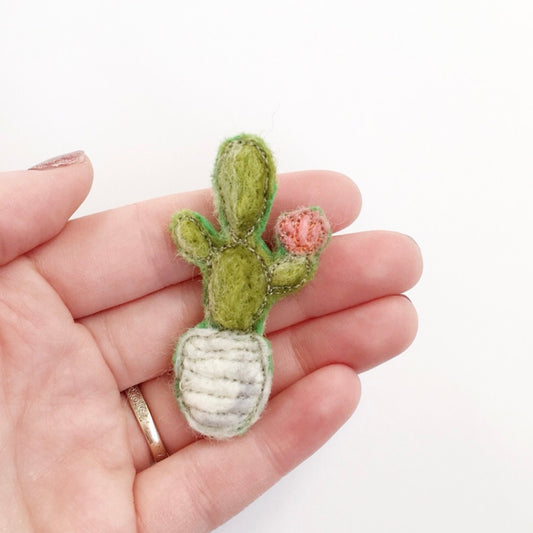 Felted Prickly Pear Pin